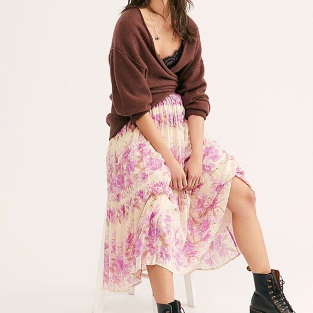 Spell & the Gypsy Coco Lei Midi Maxi Skirt in Floral Lilac size Small